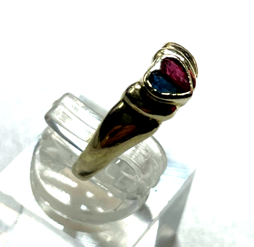 Aparter  333 Gold 8 K Ring Rubin Saphir im Herz Ø 17,5 mm RG 55 Verlobung gepfl.5