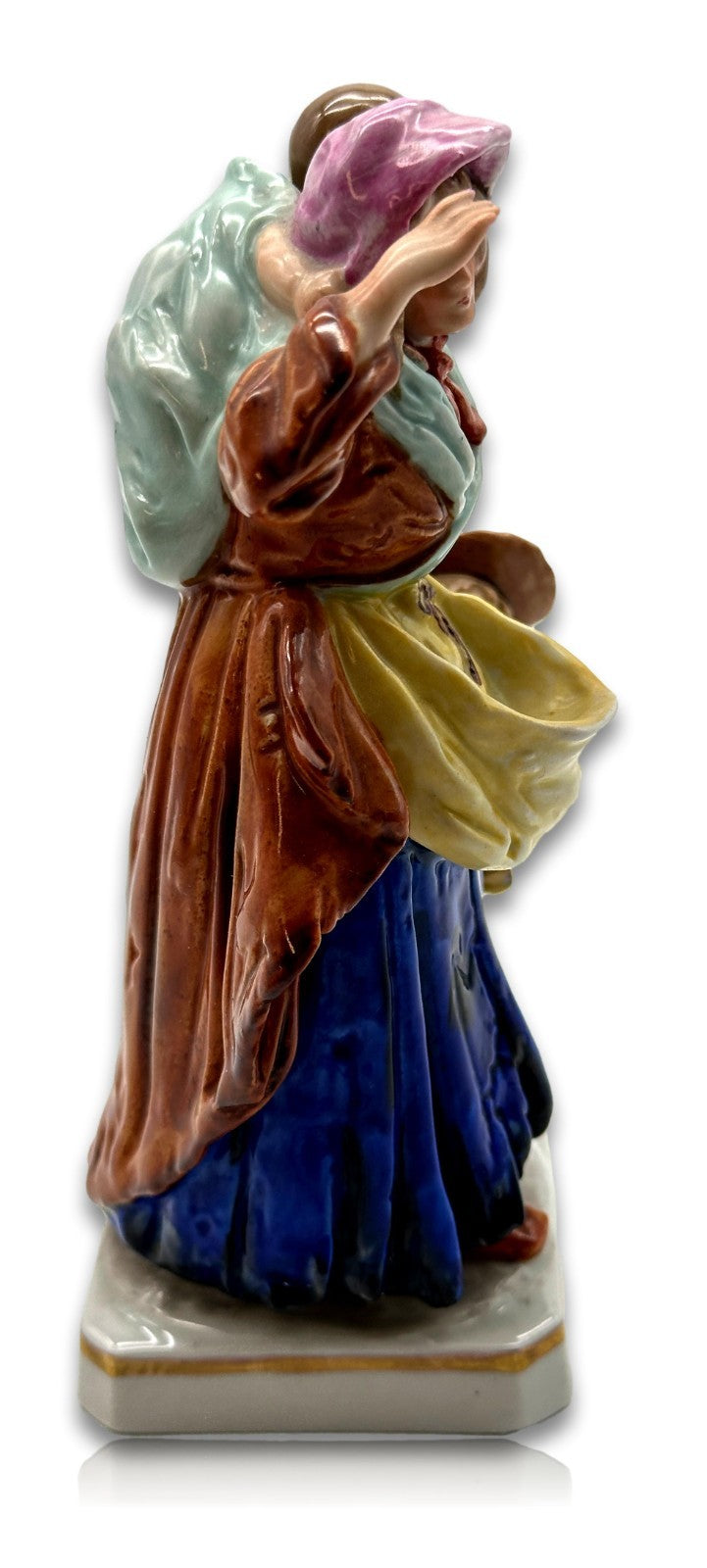 Jugendstil Sitzendorf Porzellanfigur – Frau mit Kindern um 1900 – fein bemalt6