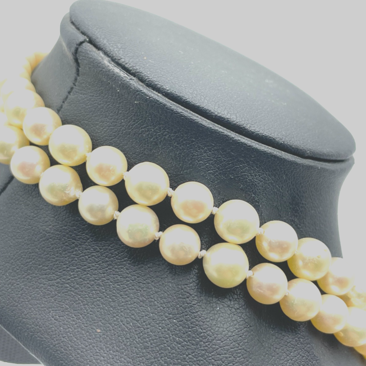 585 Gold Brillanten + Saphire Art Déco Flapper Kette 92 cm Perlenkette Ø 7 mm11