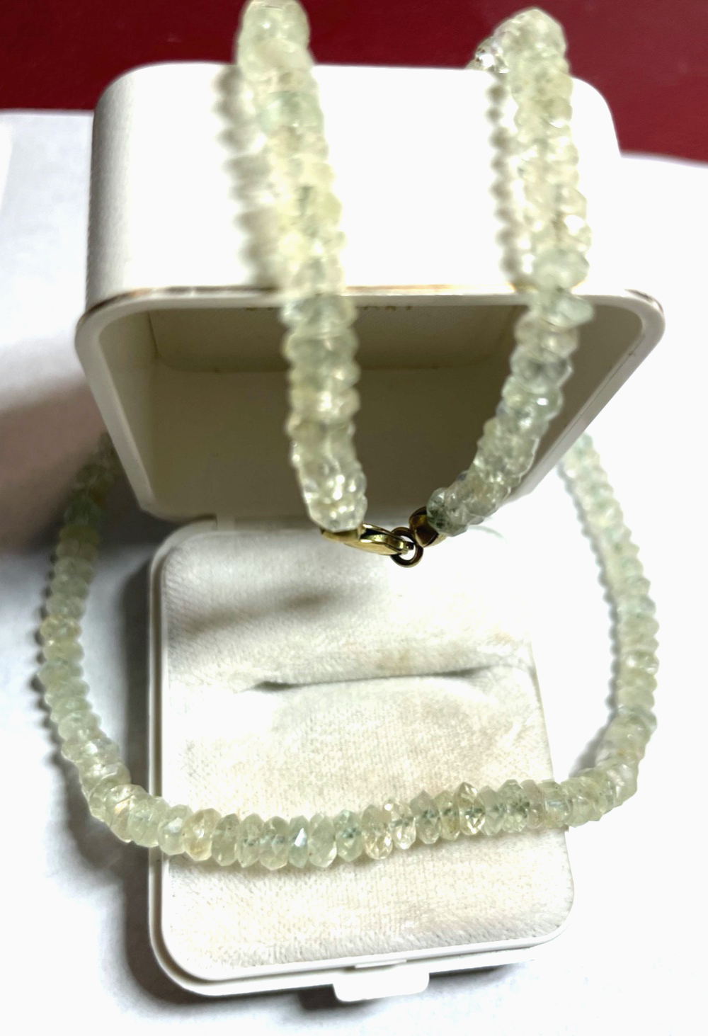 Facettierte Aquamarin Kette 333 Gold Collier Karabiner  L 45,5 cm B 5-6 mm0