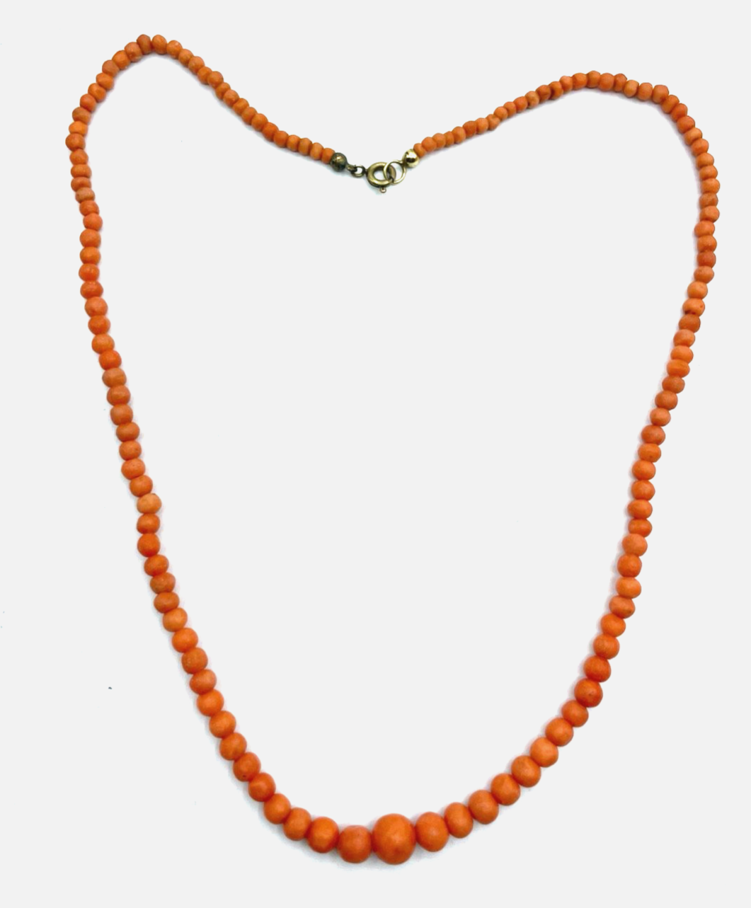 Antik Korallenkette lachsfarbig Lachskoralle 46,5 cm Kugelkette Verlauf 333 Gold3