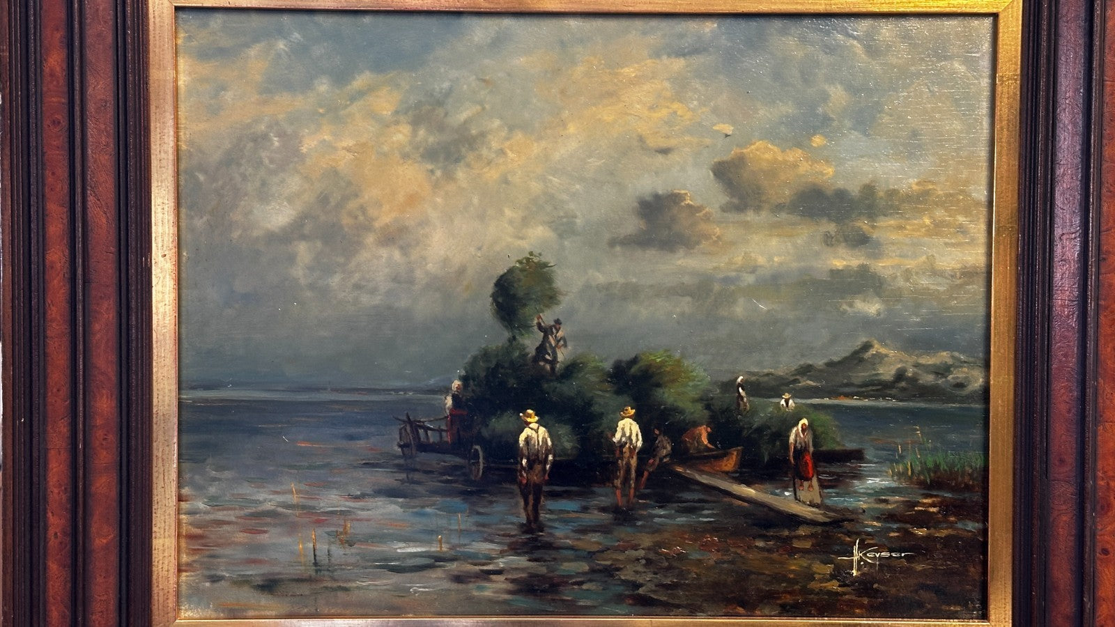 Hartmut Keyser (geb. 1948) – Öl Holz - Schilfernte am See - signiert - gerahmt1