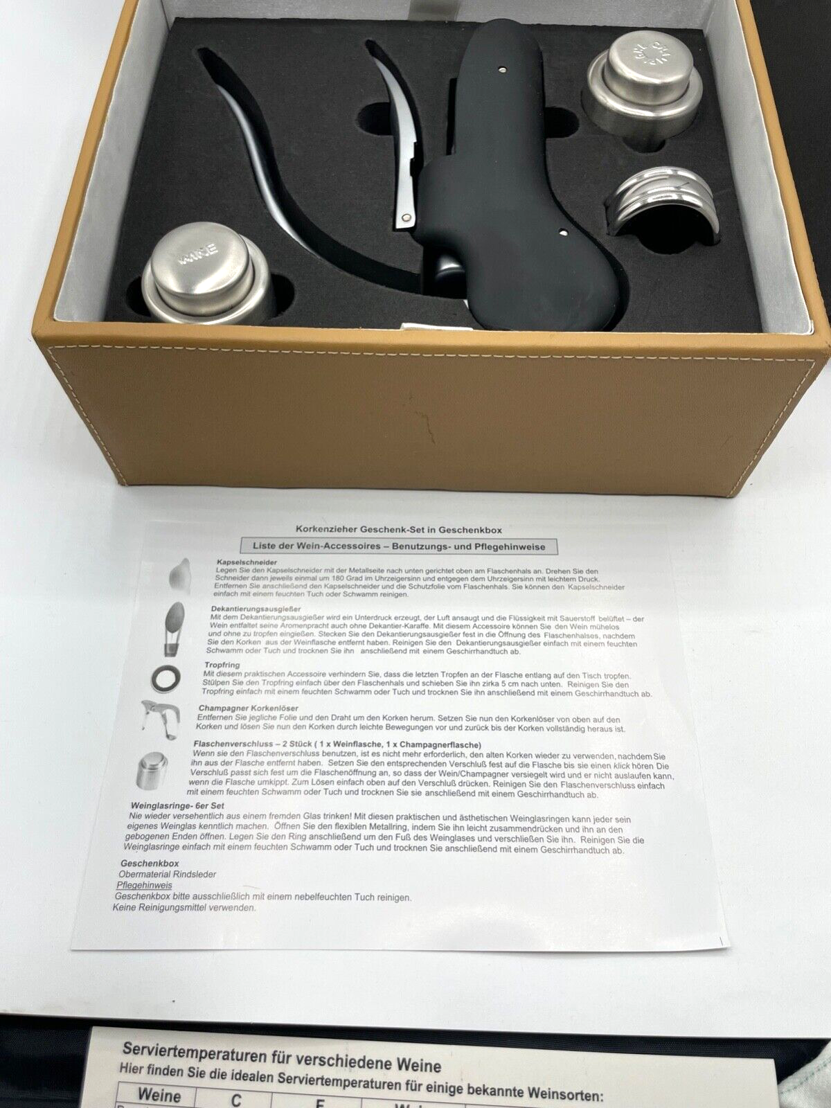 Neuwertiges mehrteiliges Korkenzieher Geschenkset original Geschenkbox s. Fotos5