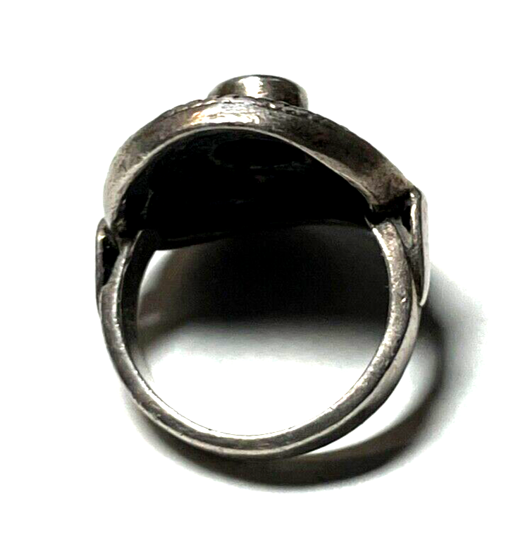 Solider 925 Silber Ring Onyx Cabochon vintage Handarbeit RG 53 Ø 16,8 mm Ethno7