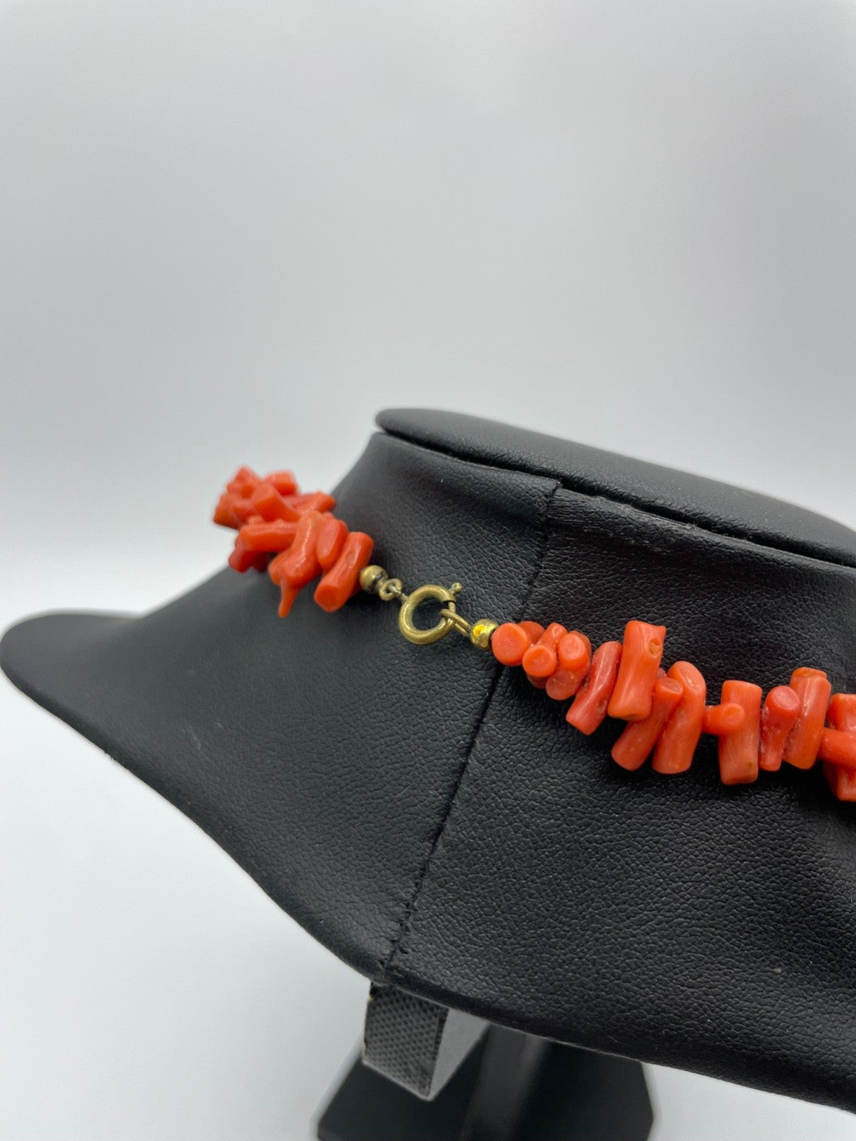 Vintage Korallenkette Stäbchen Koralle Collier L 40,5 cm Lachsfarbig2