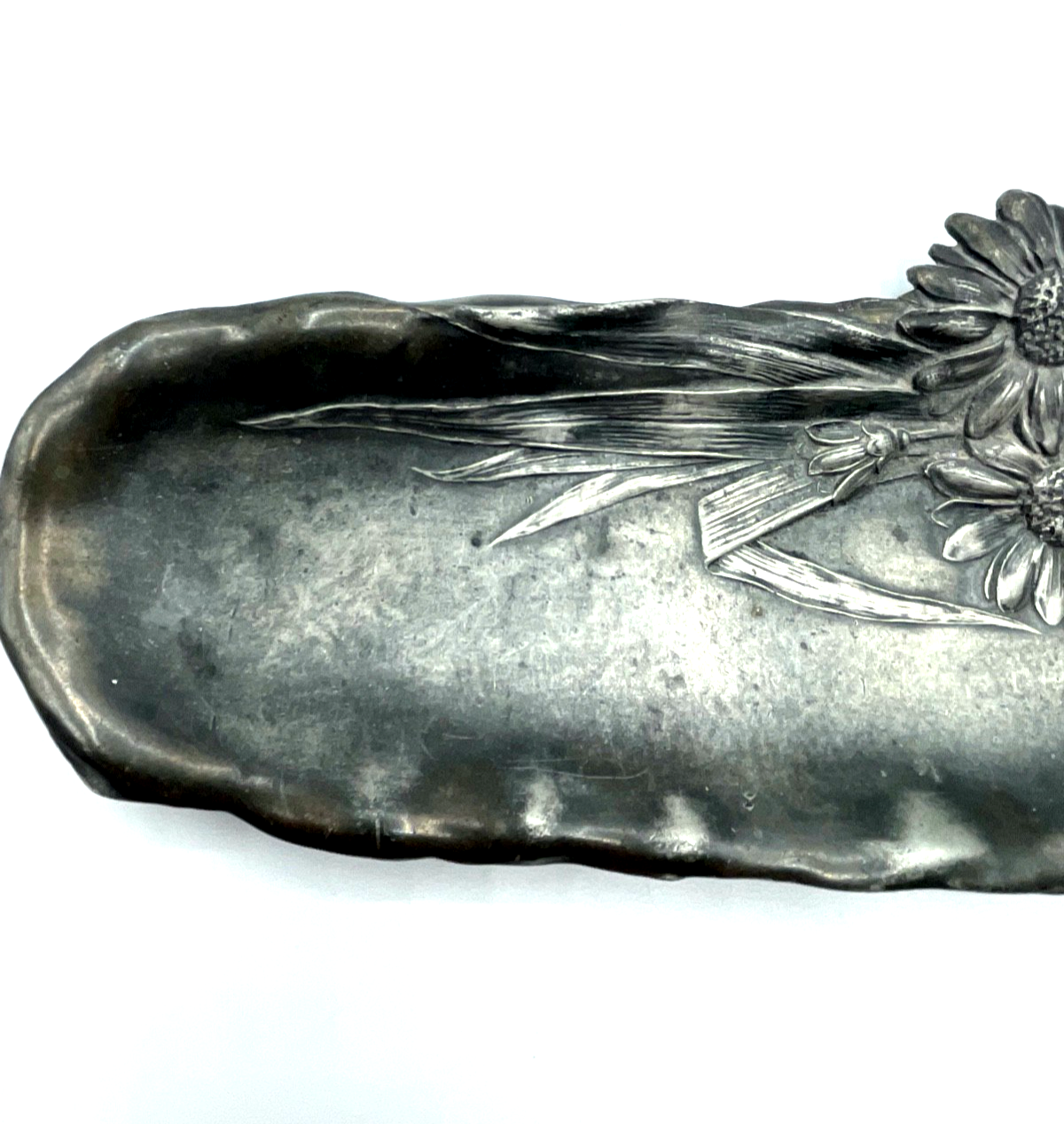 Antik Jugendstil Schreibtischauflage Stiftablage um 1900 versilbert floral Dekor2