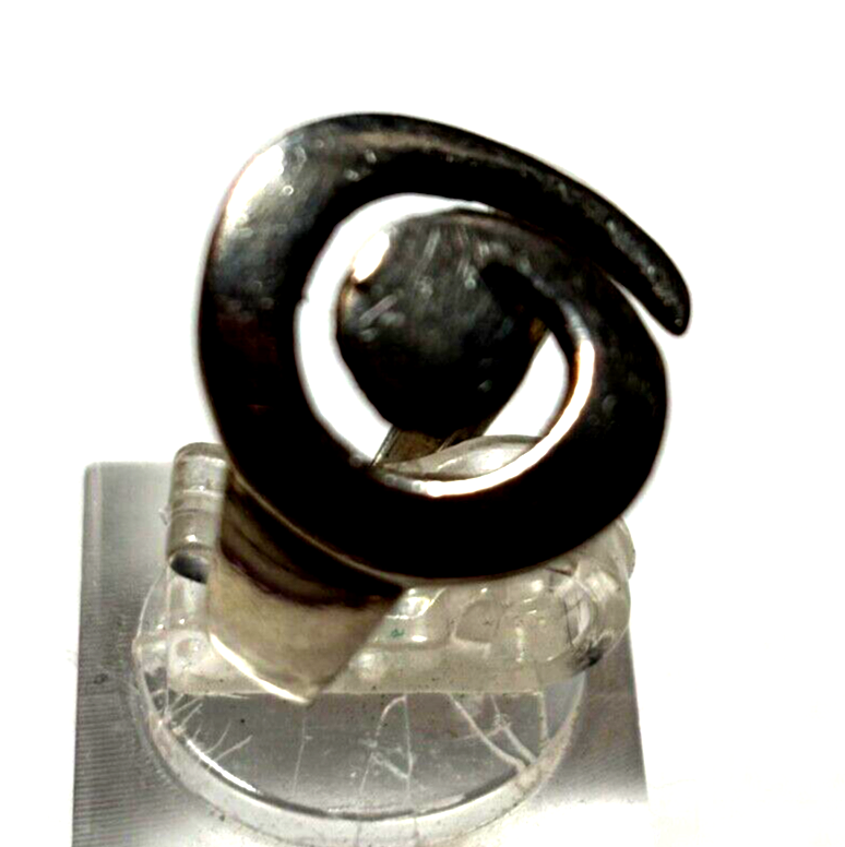 Vintage solider 925 Silber Ring Spirale Muster Ø 17 mm RG 53 Handarbeit gepflegt3
