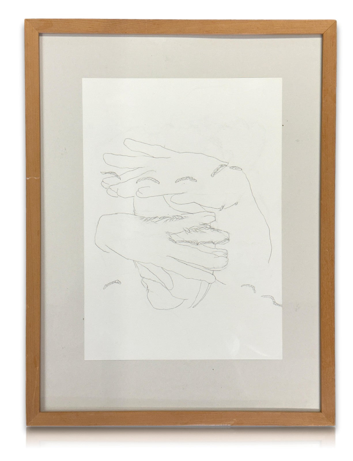 Bettina von Haaren -Bleistiftzeichnung 2002 – Hände surreal – signiert verso0