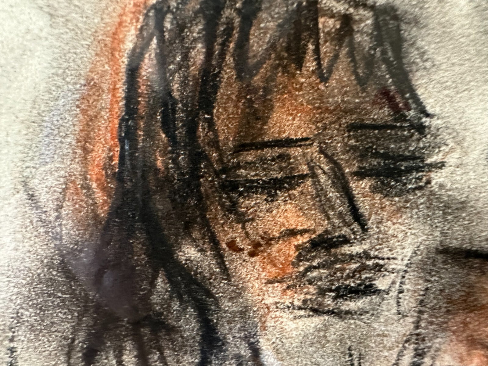 Anita Brügel Petrikat 1920-2000 - Der Trommler - Kohle Rötelkreide  gerahmt sign6