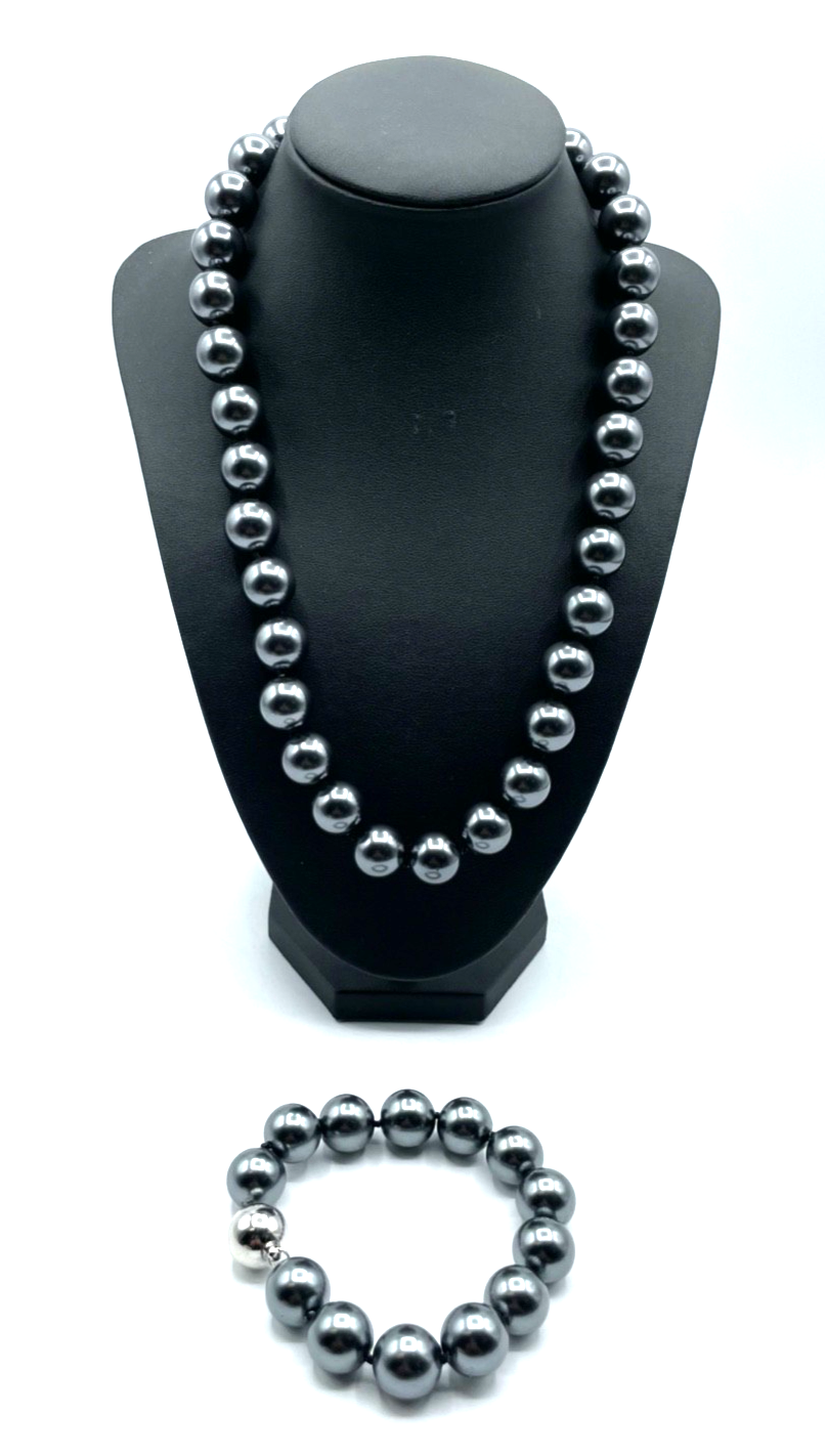 Top gepflegte MK Perlen Kette + Armband Ø13 mm Muschelkernperlen  L 53 cm Magnet0