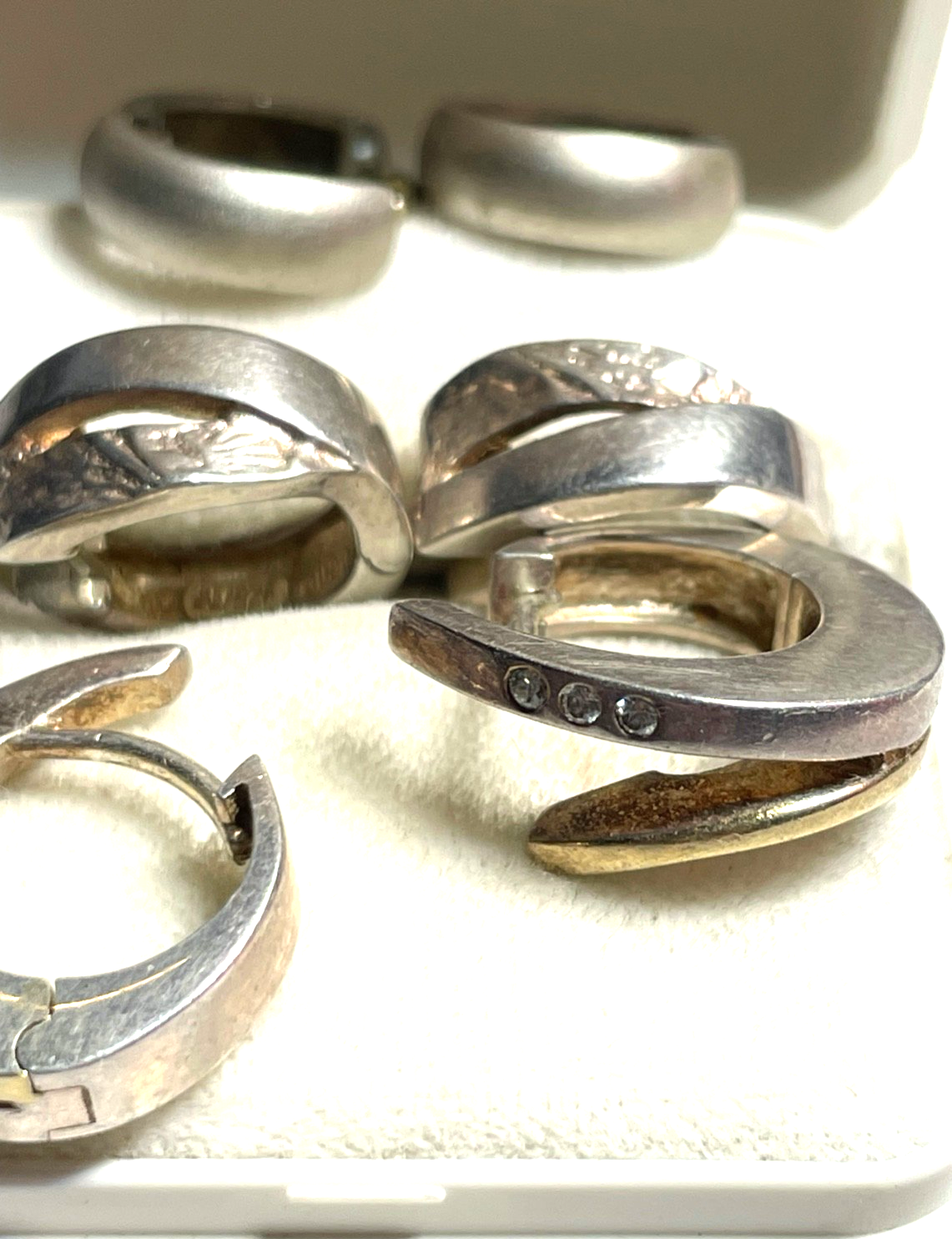 Vintage 3 Paar diverse 925 Silber Creolen Ohrringe zeitlos2