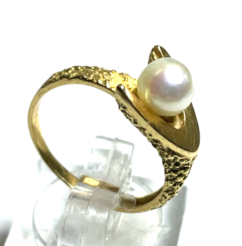 Solider 750 Gold 18 K Ring 17,5 mm RG 55 Akoya Perle elegantes Design Juwelier0