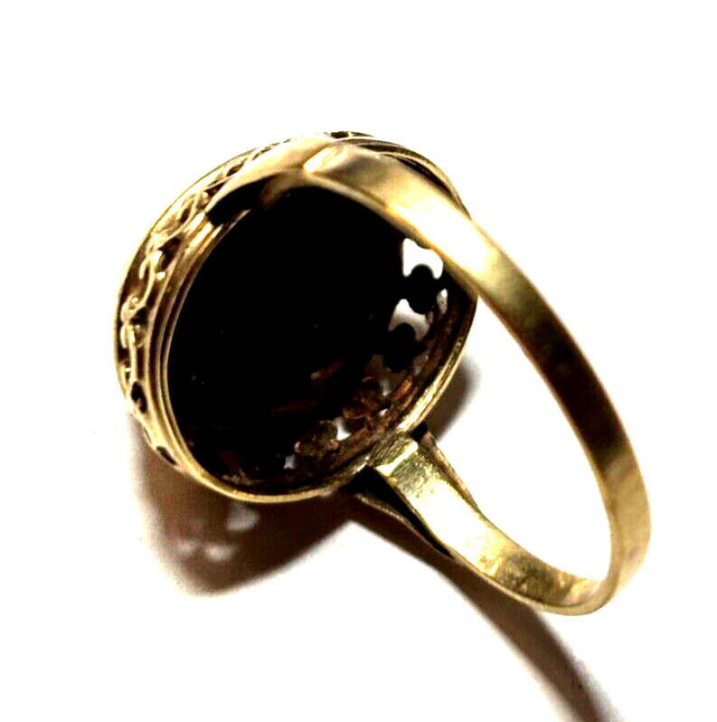Vintage 333 Gold 8 K Ring Blutstein Hämatit Cabochon Ø 17,5 mm RG 55 gepfl.4