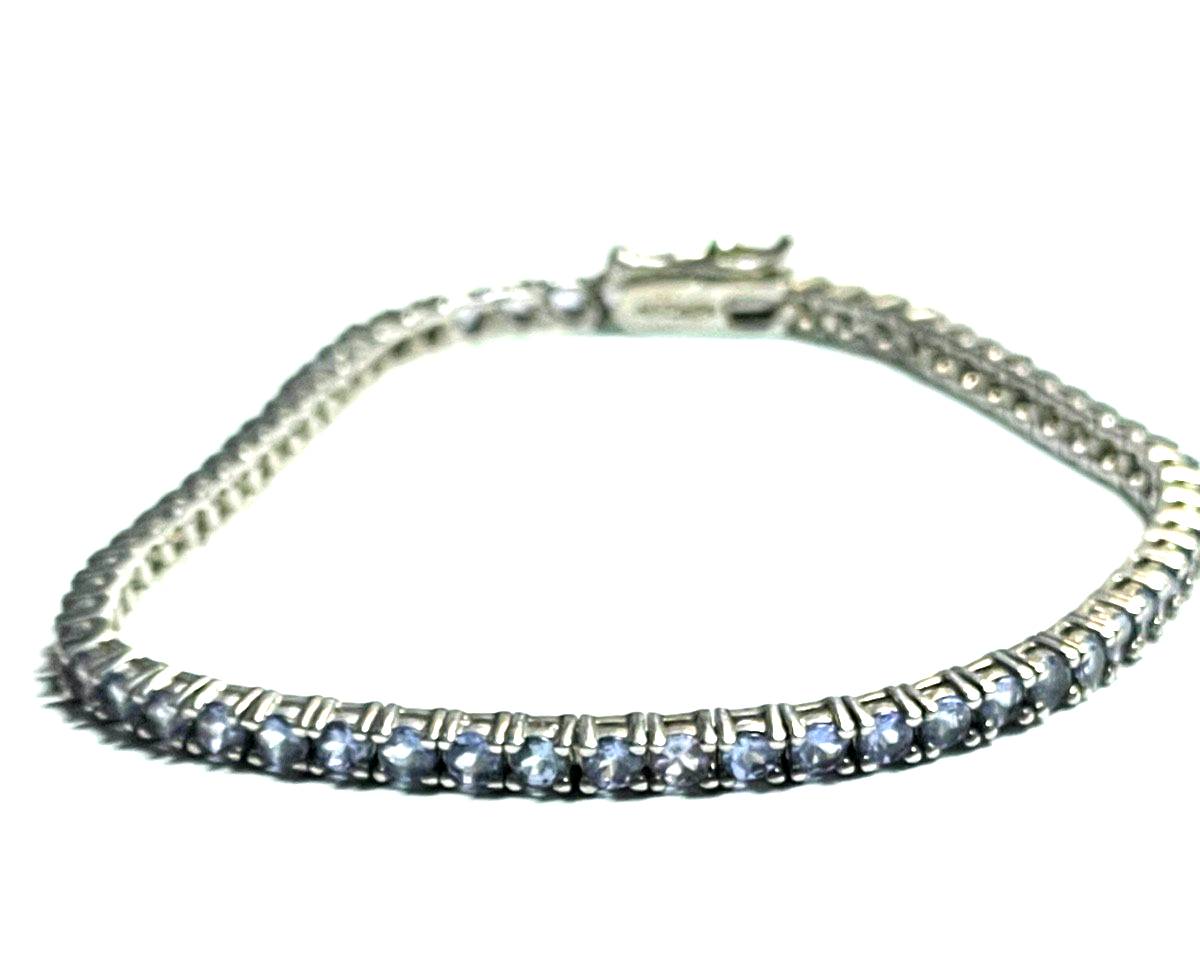 925 Silber Harry Ivens Tennisarmband mit Tansanit L 18 cm B 3 mm sehr gepflegt12