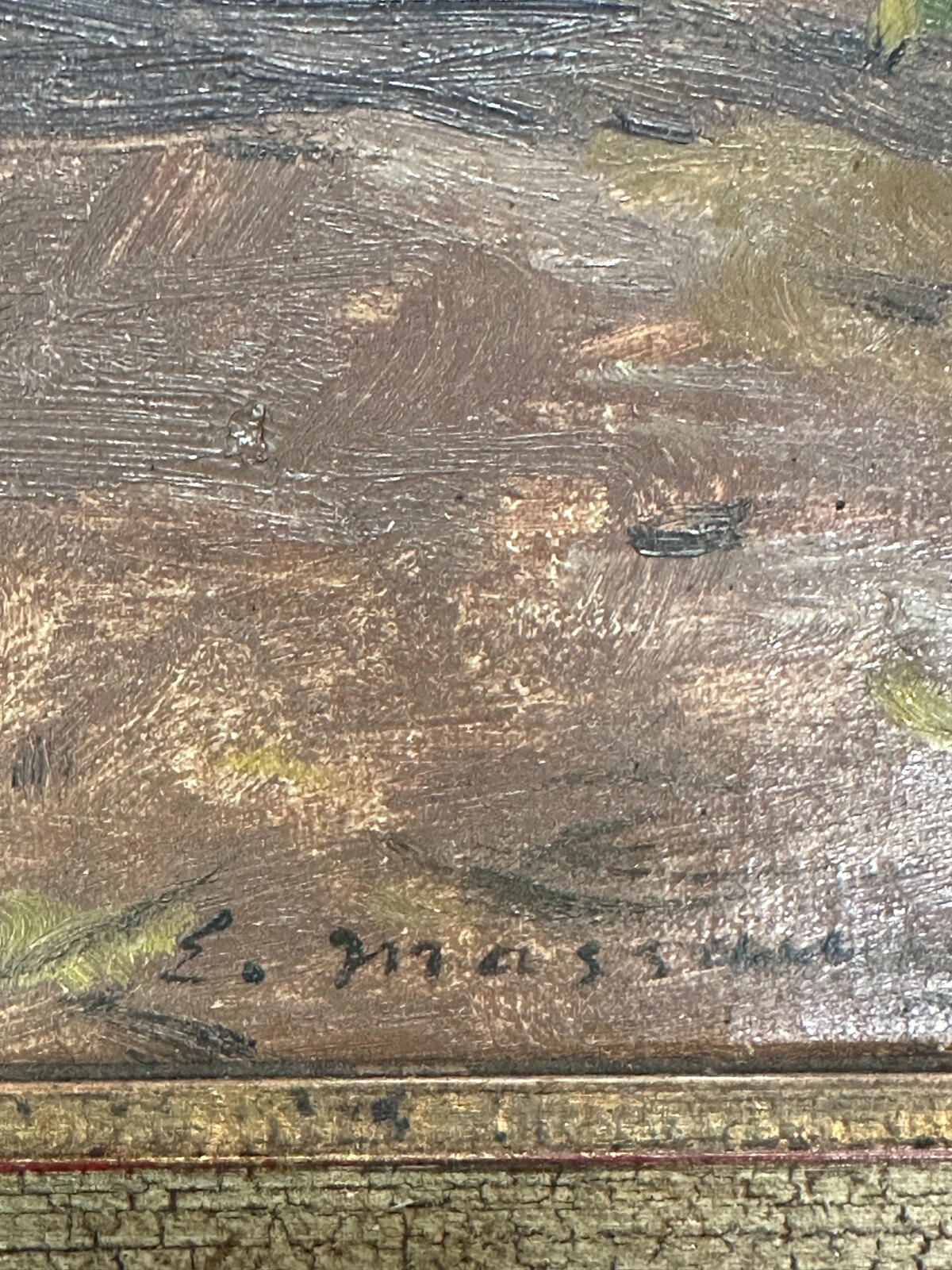 Edmund Massau (1860–1935) Öl auf Leinwand - herbstliche Straßenszene - signiert11