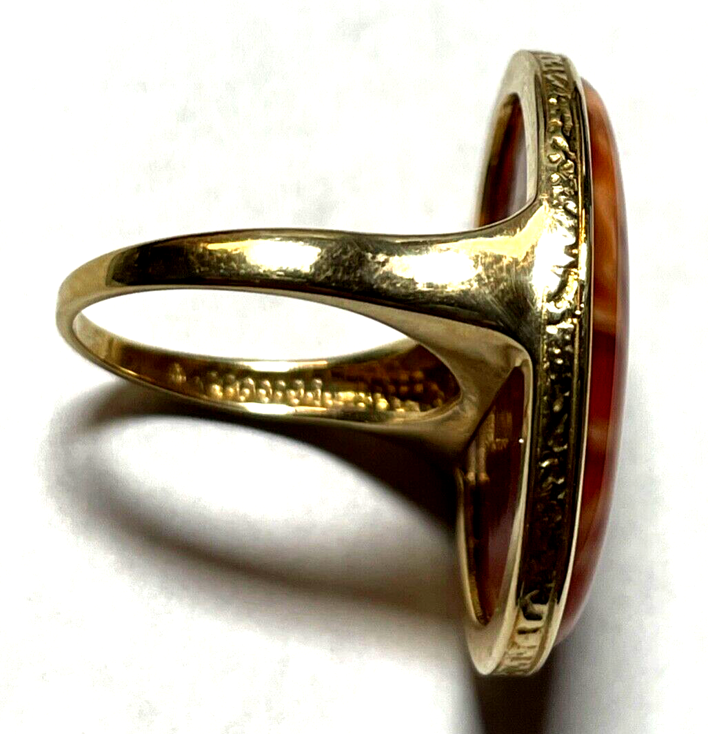 375 Gold 9 K Ring großer herrlicher Feuerachat RG 54 Juwelier solide Qualität4