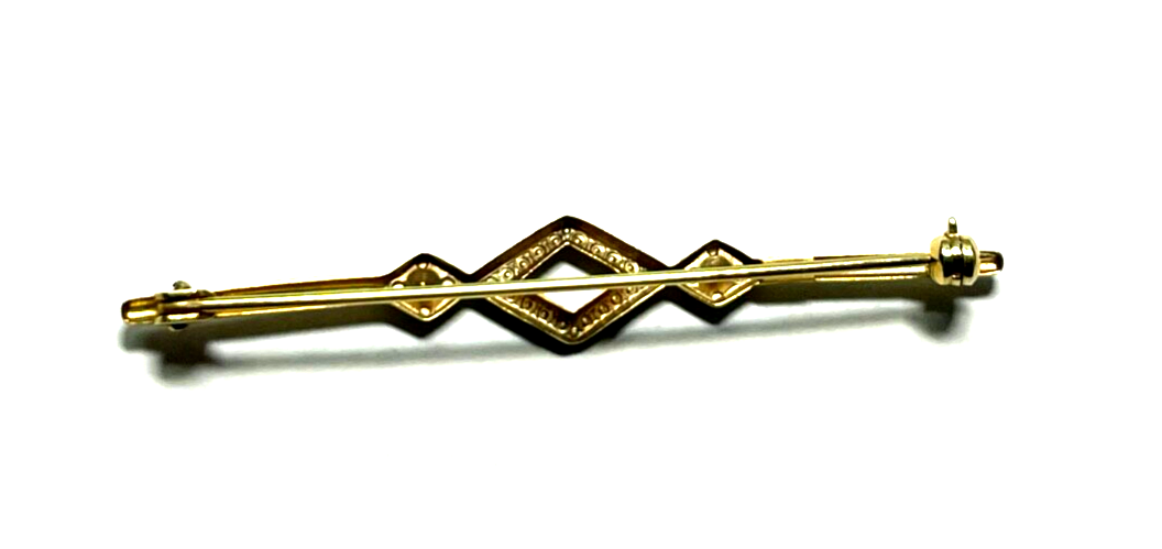 Antik 585 Gold 14 K Gold Brosche Nadel Stabbrosche 2 Altschliff Diamanten L 5,56