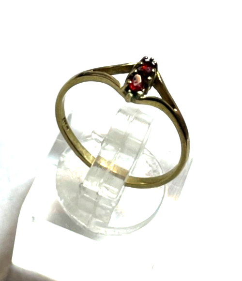 Zarter 333 Gold 8 K Ring 2 x Granat Ø 16,9 mm RG 52 solide Handarbeit Juwelier1