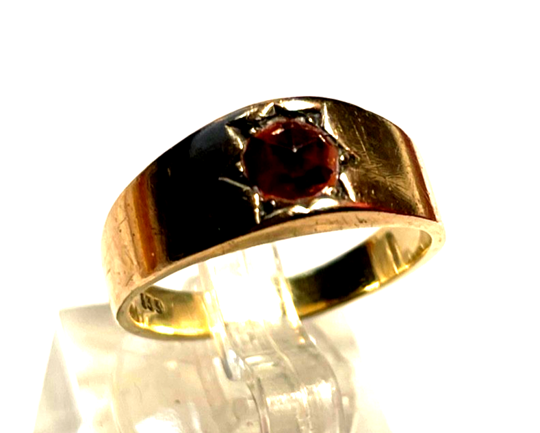 Solider 333 Gold 8 K antik Ring Rotgold Granat RG 54 Ø 17,2 mm massiv Juwelier1