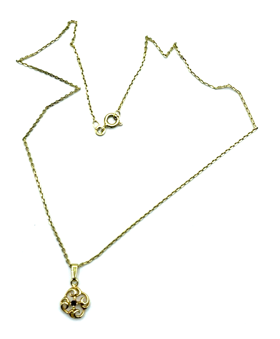 FBM 333 Gold 8 K Halskette Anker Kette Juwelier L 38 cm + Anhänger Rubin elegant3
