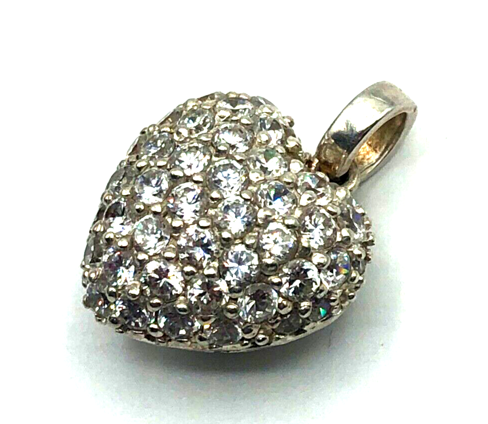 Lumani großer Herz Anhänger 925 Silber massiv 11 Gramm mit klaren Zirkonia L30mm6