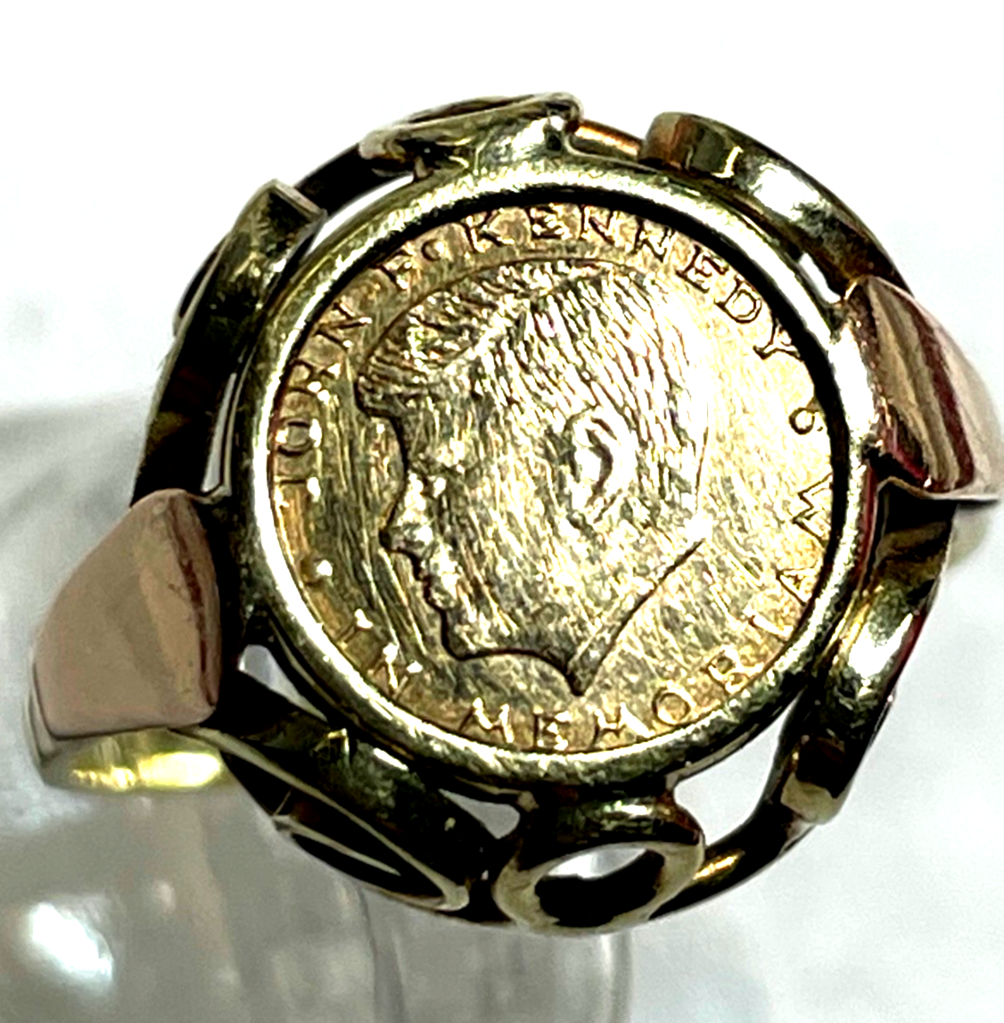Vintage 585 Gold 14 K Münzring Kennedy Ø 16,9 mm RG 53 Juwelier Qualität gepfl.4