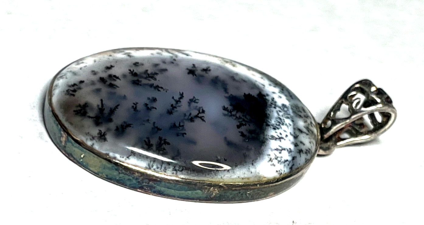 925 Silber Anhänger mit Dendritenachat Weiß Lavendel Schwarz L 38 mm B 22 mm8