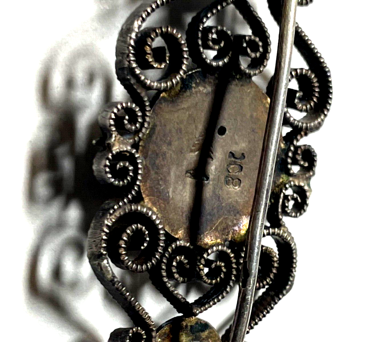 Antik 800 Silber Brosche Anstecknadel Historismus Gründerzeit teils emailliert6
