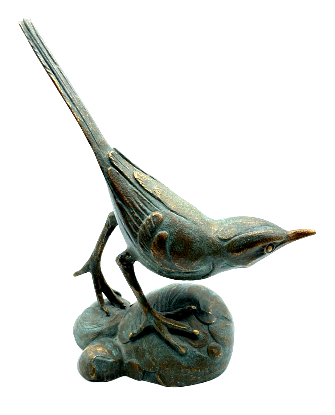Strassacker Bronze Plastik mit Patina Vogel vollplastisch H 17 cm mit Stempel2