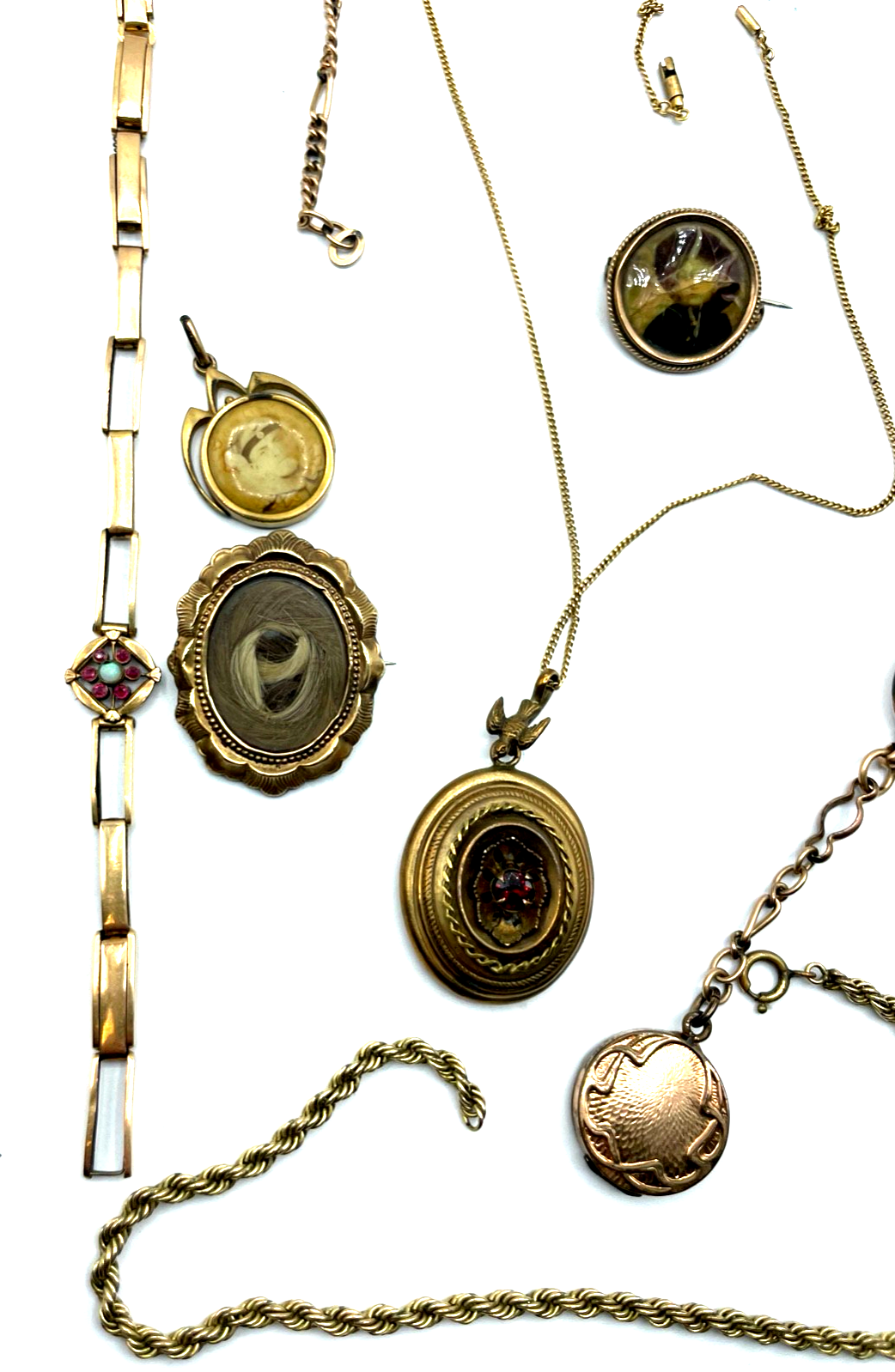 Konvolut Antik Schmuck Golddouble Dubleegold um 1900  Basteln Weiterverarbeiten1