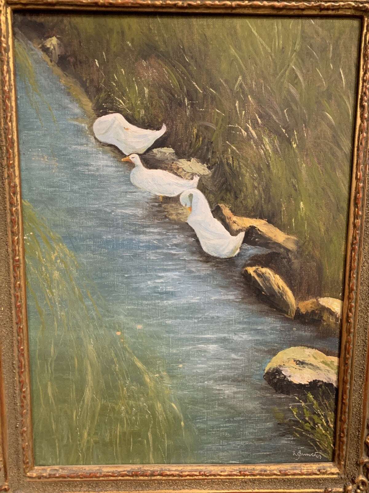 Enten am Teich Ölgemälde 19672