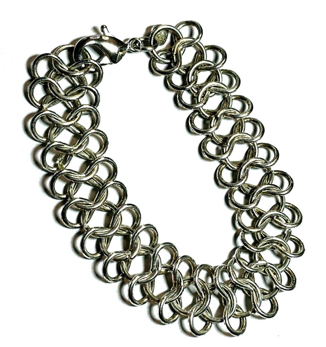 925 Silber Armband Ringe Dekor Muster Handarbeit L 20 cm B 19 mm gepfl. Armkette0