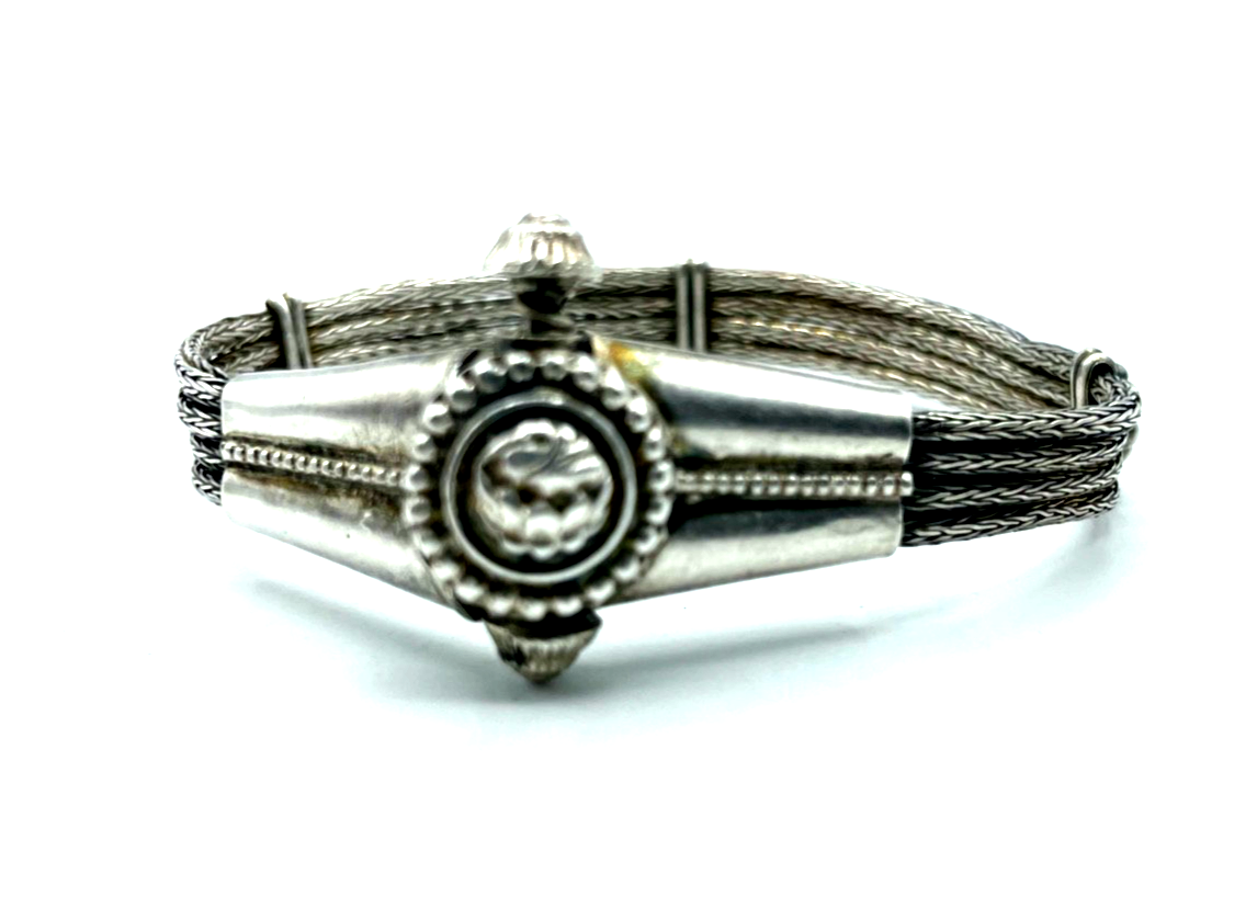 Vintage Ethno echt Silber Flechtdekor Armband unisex Handarbeit L 18 cm gepflegt1