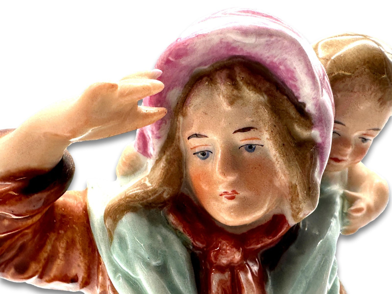 Jugendstil Sitzendorf Porzellanfigur – Frau mit Kindern um 1900 – fein bemalt8