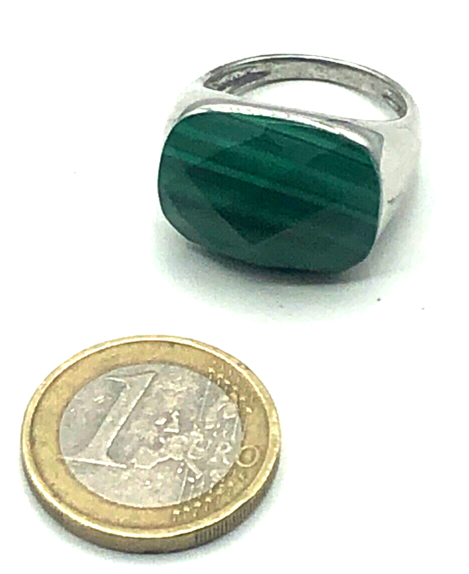 925 Silber Ring Malachit Facettschliff 19 mm RG 60 solider Klassiker Handarbeit3