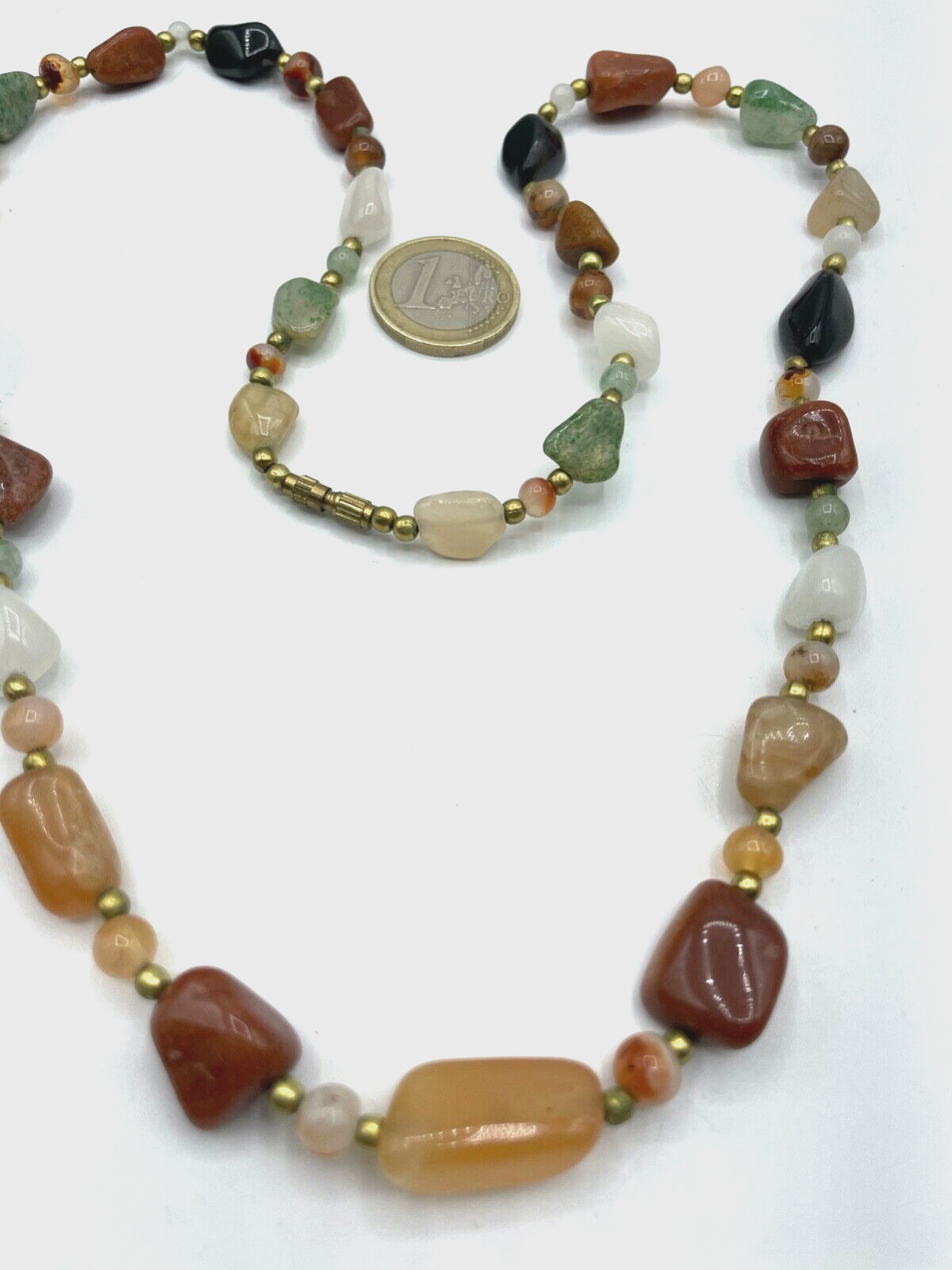 Aparte vintage Edelstein Kette Halbedelsteine im Mix Nuggets L 69,5 cm Nr. 24