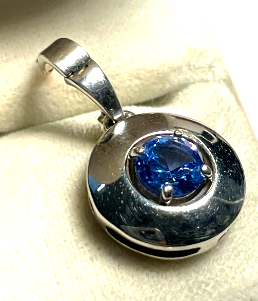 Moderner 925 Silber Clip Anhänger mit Iolith an 45,5 cm Schlangenkette Sterling7