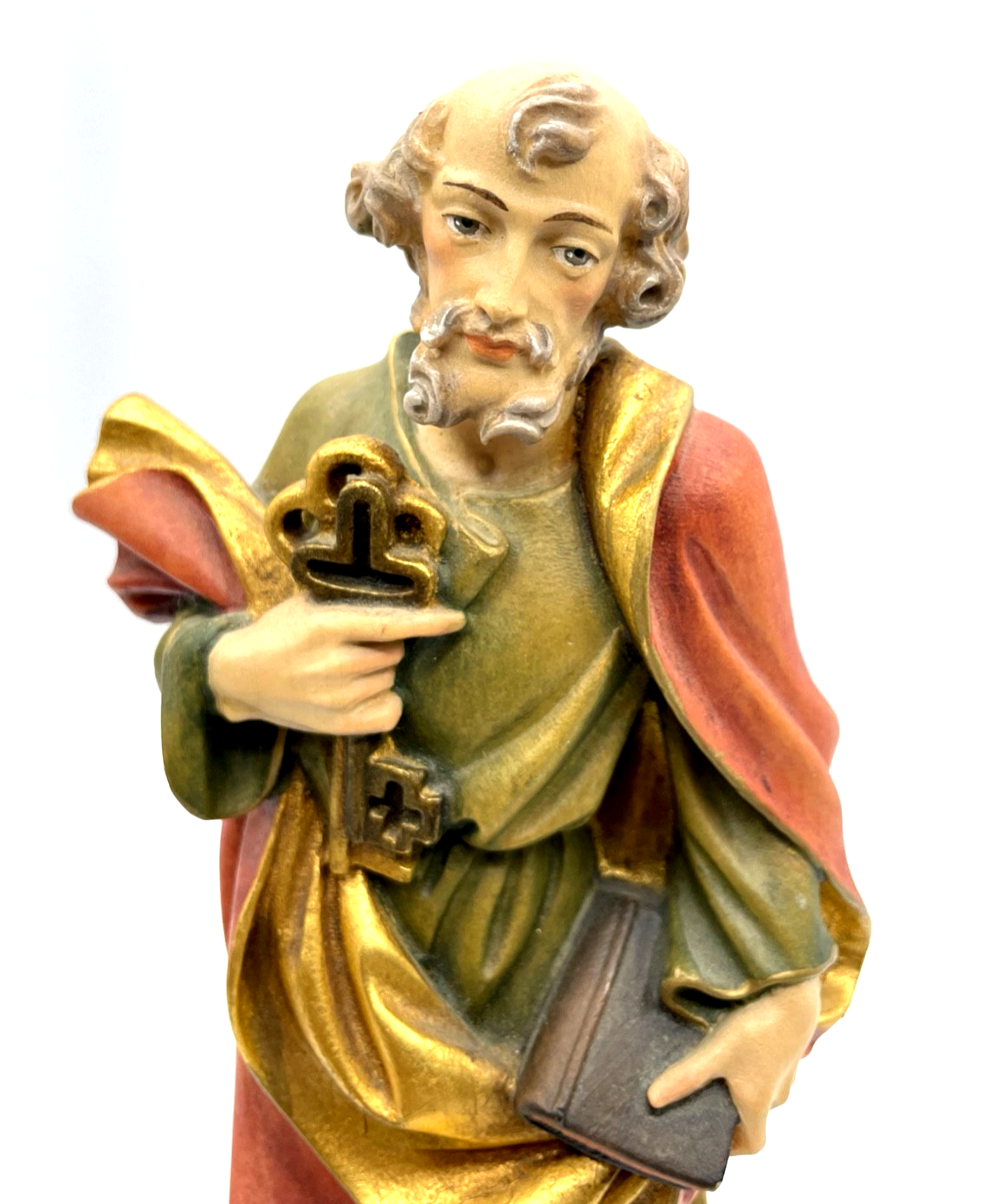 Vintage by OTCO Designer Woodcarving Holzfigur Petrus farbig gefasst H 29,5 cm1