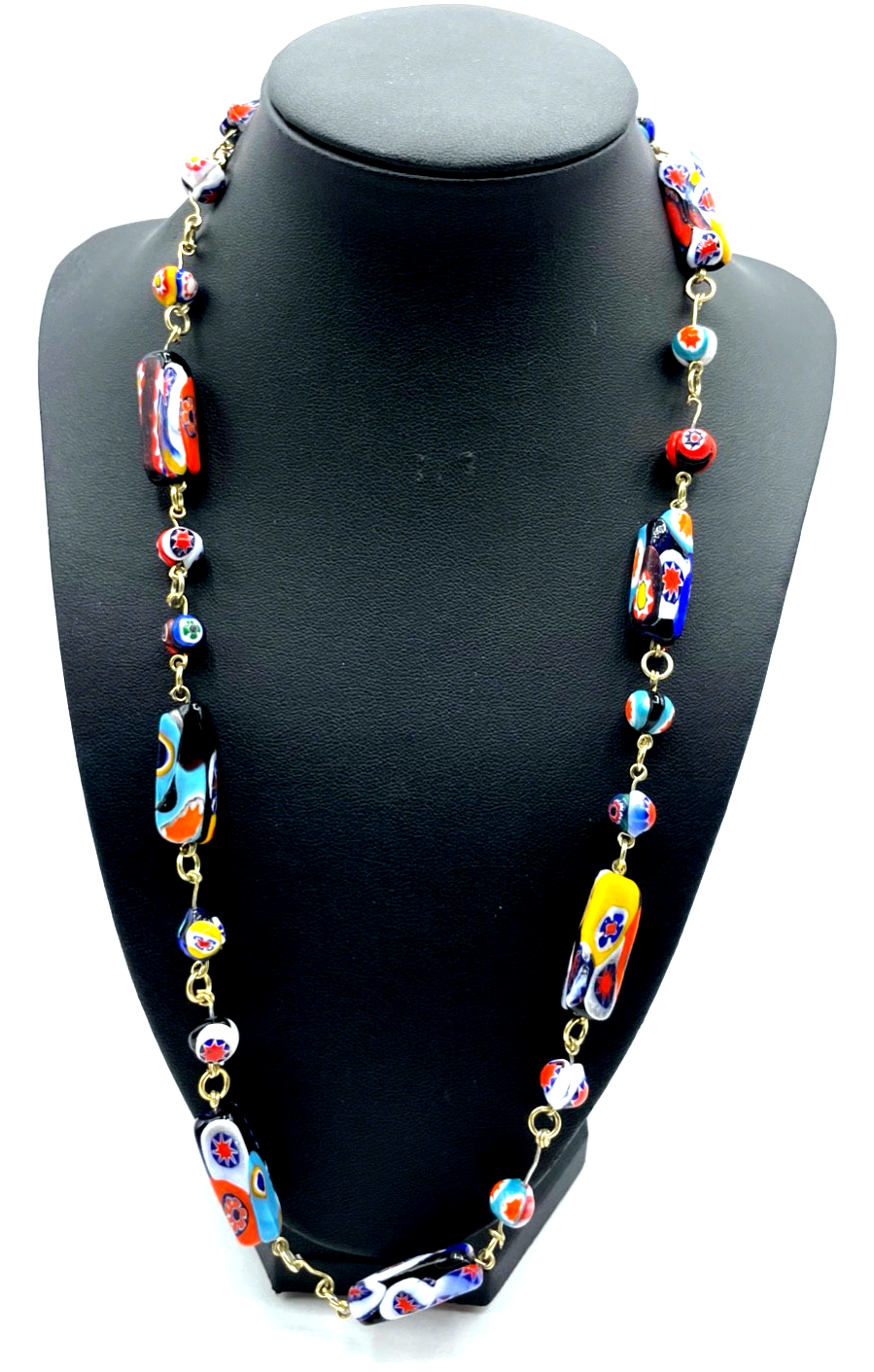 Vintage bunte Murano Glas Glasperlen Kette Mille Fiori 70er Jahre  L 59,5 cm0