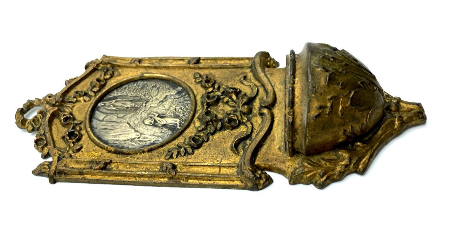Antik Weihwasserkessel für Wand um 1880 Lourdes Pilger Souvenir Historismus3