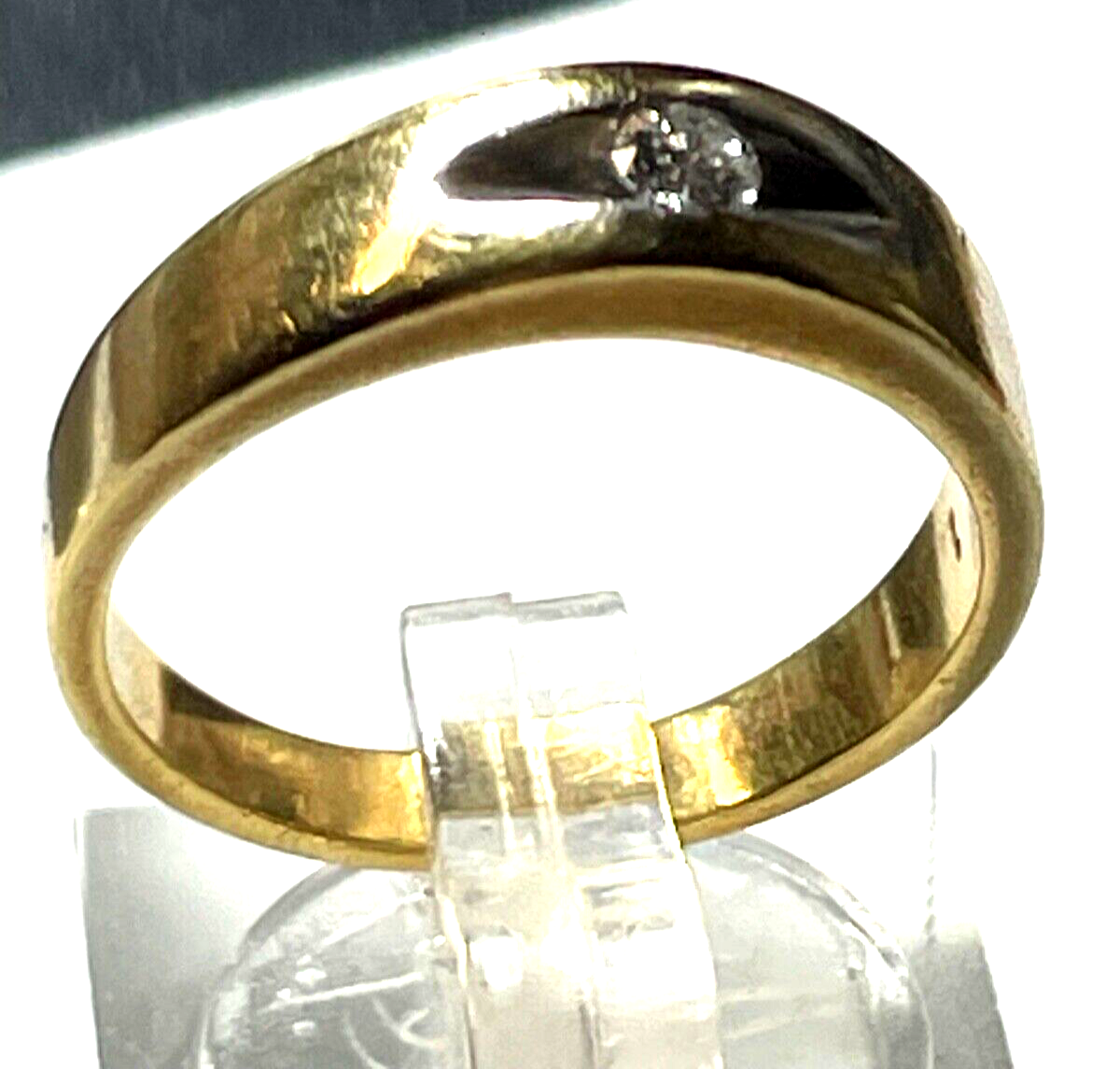 Massiver 750 Gold 18K Ring Solitär Brillant 0,1ct RG 54 Juwelier 6 Gramm gepfl.1