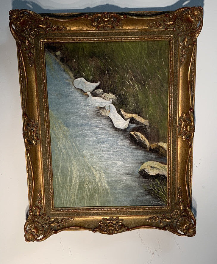 Enten am Teich Ölgemälde 19670