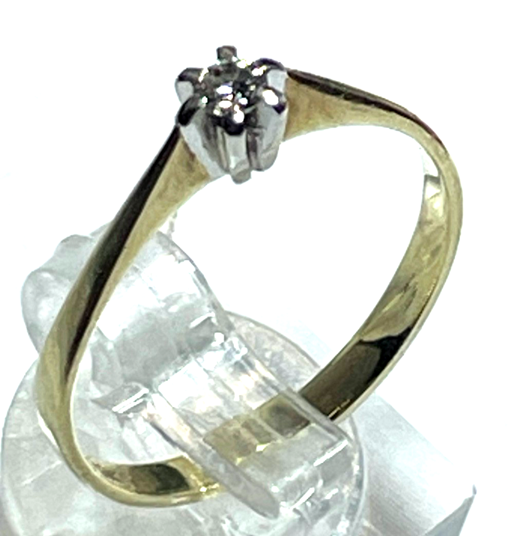 585 Gold 14 K Ring Solitär Brillant 0,1 ct. Juwelier Qualität RG 55 Verlobung0