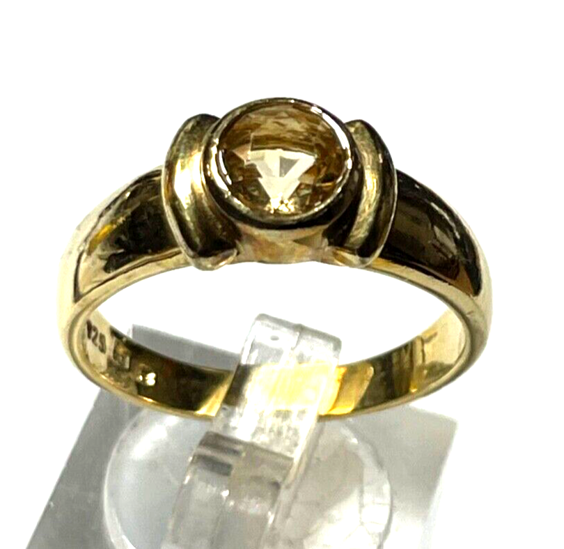 925 Silber Ring vergoldet Silberring mit Ø 6 mm Citrin  Ø 19 mm RG 60 Handarbeit6
