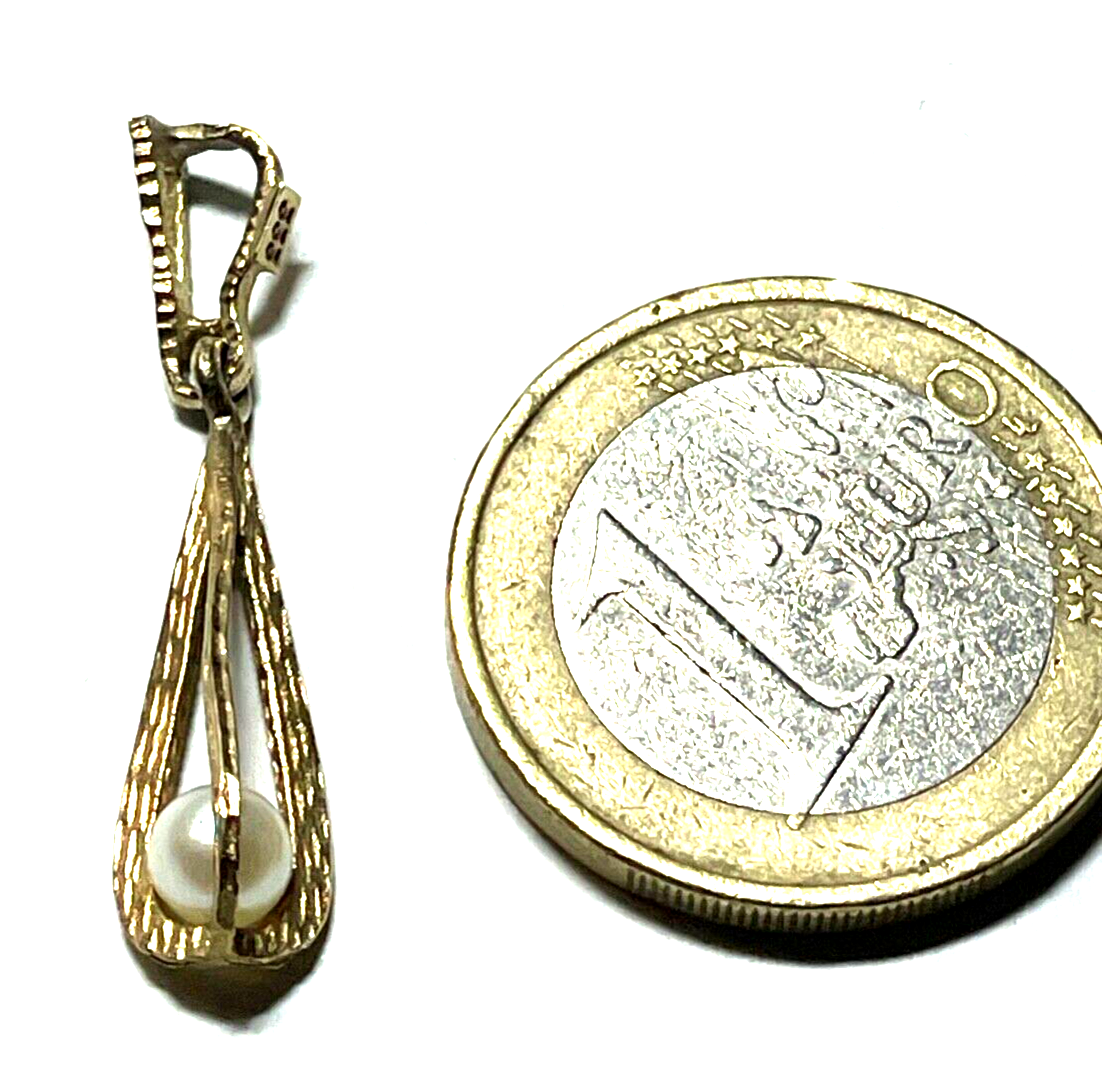 333 Gold 8 K Gelbgold Anhänger Klassiker mit Akoya Perle im Käfig L 30 B 8 mm4