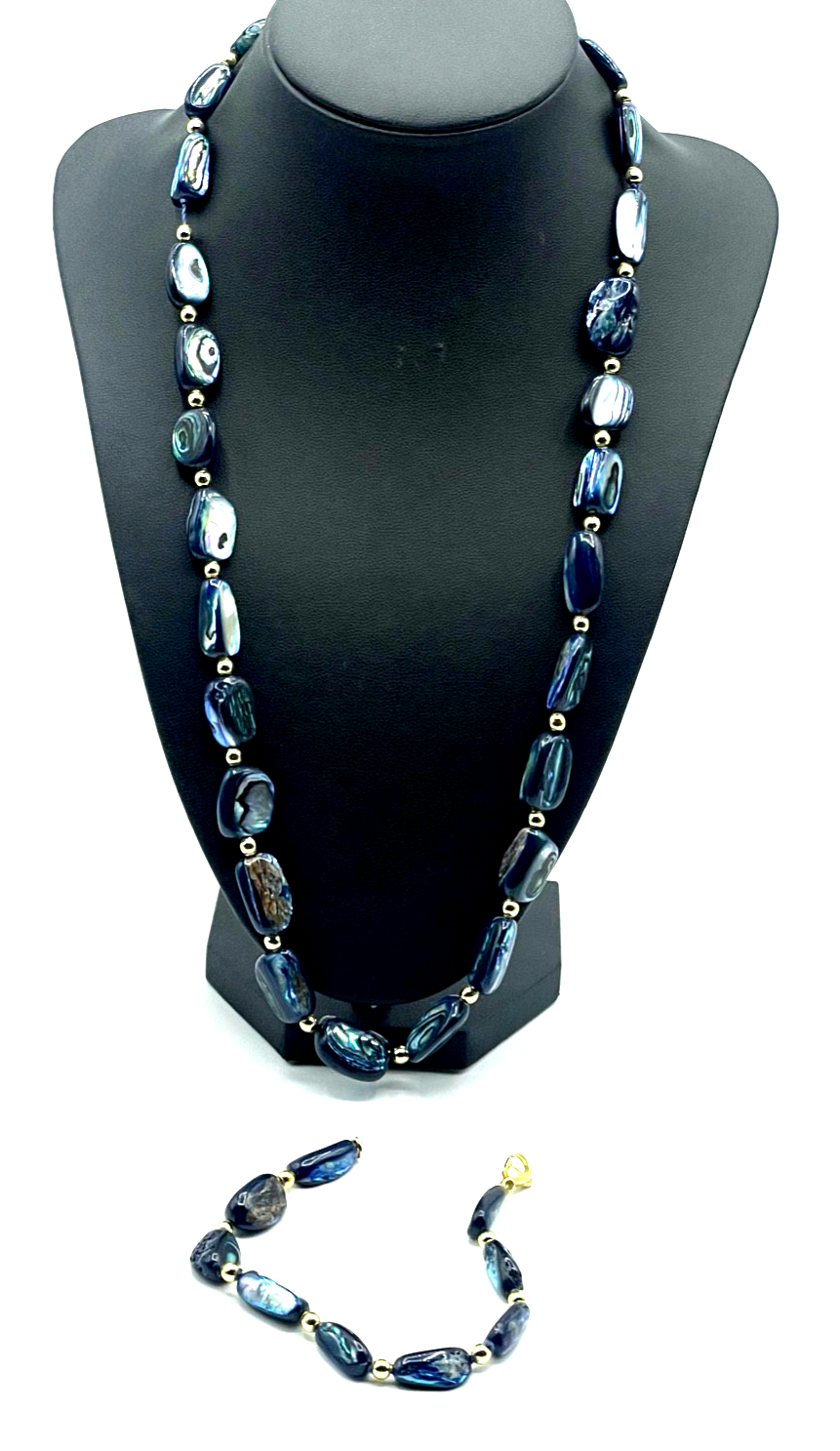 Elegant Paua Muschel Abalone Set Halskette + Armband sehr gepflegt + wunderschön1