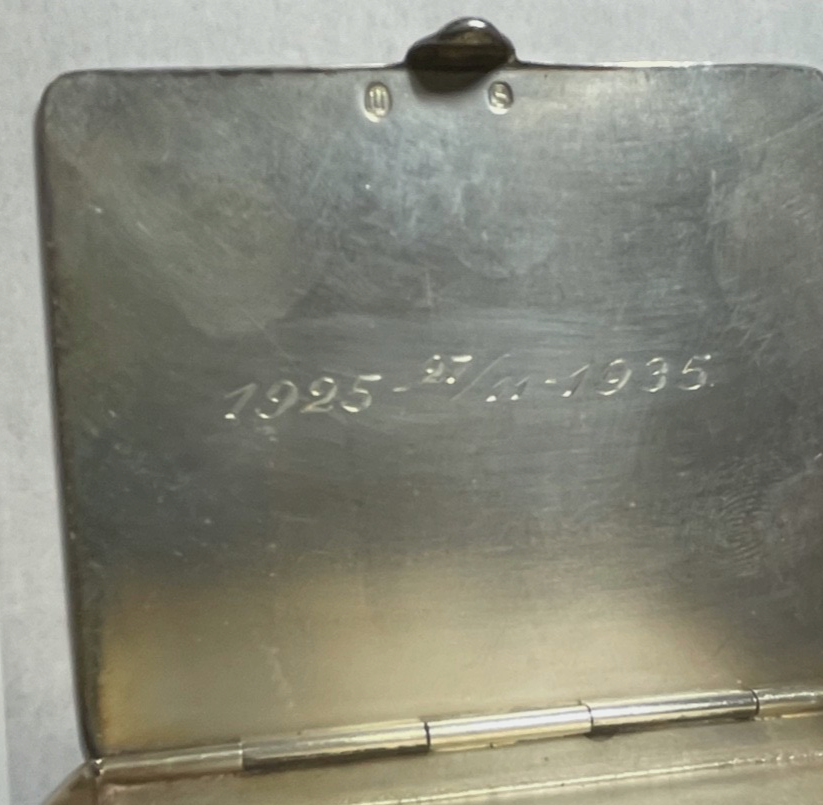 Antik massives Silber Etui Visitenkartenetui um 1935 Dänemark gepflegt 85,11 Gr9