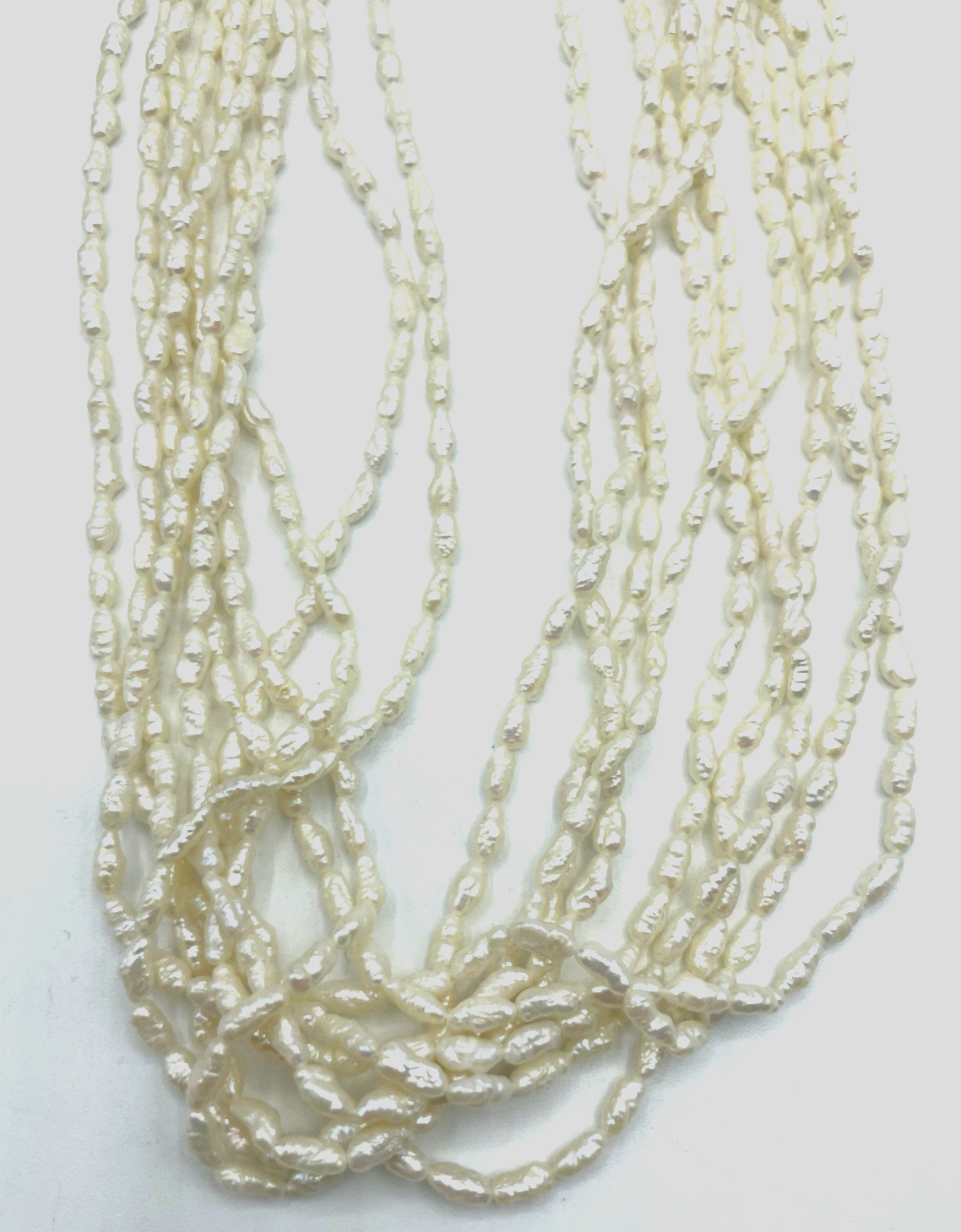 Vintage echte 58 cm Biwa Perlen Kette Perlenkette Reiskorn 9 Stränge Collier5