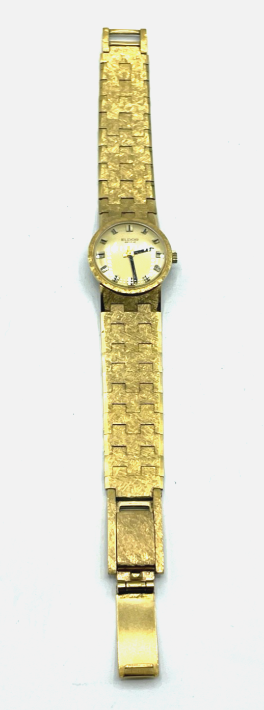 Vintage top gepflegt ELDOR Genéve Damen Armbanduhr Handaufzug Gold farbig 60er J1