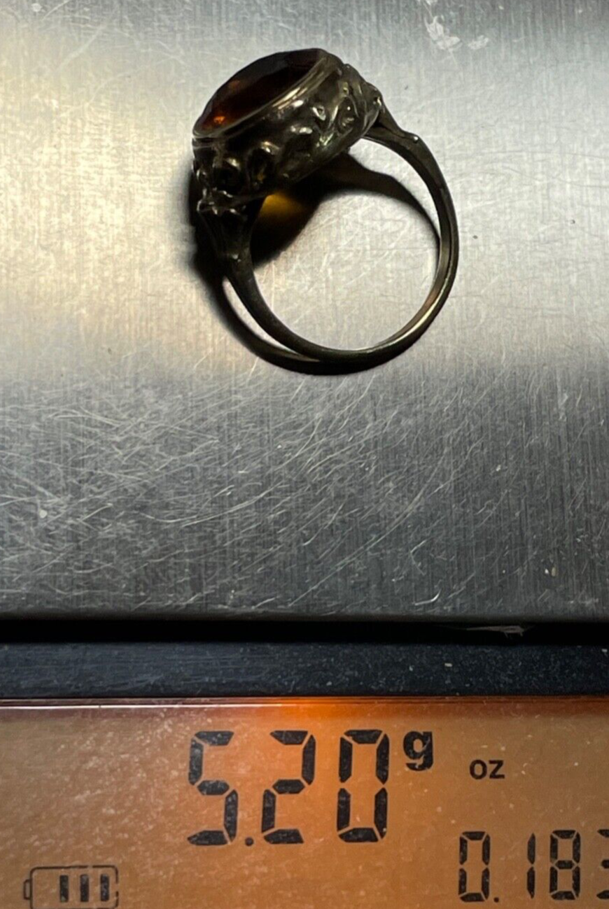 Antik 333 Gold 8 K Ring Madeira Citrin Ø 16,5mm RG 52 gepflegt solide Handarbeit10